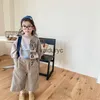 Trousers 2023 Autumn New ldren loose corduroy trousers solid girls Wide leg pants thick baby casual pants kids Clothes H240508