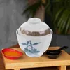 Servis uppsättningar Bird's Nest Bowls Ceramic Table Bell Small Stew Pot Ceramics Soup Home Kitchen Lidded