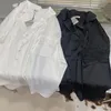 Verão de alta qualidade camisa de luxo feminino tridimensional bordado com decote em v acetato cetim solto camisas brancas topo