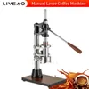 Barra de aço inoxidável 1 - 16 e ferramenta distribuidora para máquina de café com alavanca de base de madeira expresso
