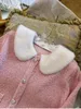 レディースジャケット2024アーリースプロメントクリスマスMIUスタイルピンクのぬいぐるみ穏やかなニットセットショートガールトップ