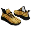 Coolcustomize personalizzato pacifico drago cinese donna oro verde design stampa il proprio logo nome sport leggeri corsa scarpe da tennis in debito coppia unica sneaker da uomo