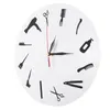 Wall Clocks Black Record Clock Non- Ticking Silent Barber Shop Business Sign Watch Hair Salon Hairdresser