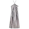 Casual Jurken Damesmode Diamant Verfraaid Midi Lange Jurk Slanke Ruglooze Mouwloze Vestidos Mujer 2024