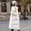 Trenchs pour femmes 80 kg grande taille manteau d'hiver coupe-vent manteau rembourré décontracté vêtements de neige à capuche longue parka poche vestes en coton chaud