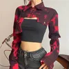 Frauen Jacken 2024 Herbst Langarm Frauen Jacke Casual Chic Mode Drehen Unten Kragen Tops Tie Dye Roupas Femininas