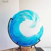 Arts and Crafts Ocean Wave Fused Glass Sculpture Gradient Blue Wave Ornament Acrylic Craft Sculptures Et Figurines Houses Decoration YQ240119