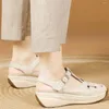 Dress Shoes Fashion Sneakers Women Back Strap Genuine Leather Wedges Gladiator Sandals Female Summer Round Toe Platform Pumps Casual