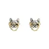 Stud Earrings Fashion Two Tone French Fighting Dog Chain Glasses For Women Charm Jewelry Gifts