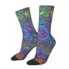 Chaussettes homme Trippy Fuchsia et bleu abstrait rétro tourbillon Harajuku bas de haute qualité toute la saison pour homme femme