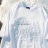 T-shirt damski stały kolor Trójwymiarowy litera drukująca koszulka z krótkim rękawem Mężczyźni i kobiety Nowa moda swobodna luźna cała para para topsephemeralew