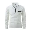 Polo da uomo 2024 Autunno Inverno Polo Camisas Casual Camicie da uomo Solid Arm Zipper Manica lunga da uomo Thick Sport Bianco