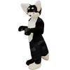 Black Husky Fox Mid Length päls maskot kostym halloween fancy party klänning tecknad karaktär outfit kostym karneval vuxna storlek födelsedag utomhus outfit