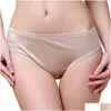 Calcinha feminina respirável moda 3 par 100% malha pura seda mulheres biquinis calcinha tamanho us m l xl entrega de gota vestuário roupa interior w dhz6g