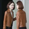 Women's Leather Women Jacket Spring Autumn Fashion Suit Collar Slim Biker Outwear Streetwear Tops