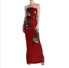 グリーンスパンコール刺繍の長いストラップレスプロムドレスフロアの長さストラップレスノースリーブラグジュアリーイブニングドレス2024最新ファッション