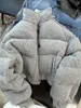 Płaszcze damskie okopy 2024 Koreańska wersja wysokiej jakości szarej bawełnianej kurtki Zima luźna kołnierz zagęszczony ciepły płaszcz 443