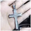 Hip Hop Brillant Femmes Hommes Croix Simate Diamant Collier Pendentif Chaîne Christian Fine Corps Bijoux Punk Brithday Ch Dhlzv