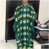 Etniska kläder MD Plus Size African Lace Dresses Elegant Women Traditionell Dashiki Boubou Wedding Party Hippie klänning Turkiet bär för DHI71