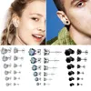 Stud Earrings 6 Pairs/Set Multicolor Round Cubic Zirconia Gold/Silver Color Stainless Steel For Women Fashion Jewelry