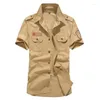 Heren Casual Shirts Plus Size Korte Mouw Zomer Mannen Hoge Kwaliteit Katoen Armband Militaire Heren Mannelijke Multi-pocket Chemise Homme M-6XL