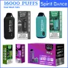 Original Spirit Dance 16000 Puffs 16K Vape Disposable 650mAh Type-C Laddning 20 ml Förfylld pod med batteri och ejuice Indiator 0% 2% 5% engångscigaretter