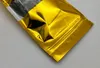 100st Stand Up Glossy Gold Window Zip Lock Bag Återställbar Golden Värme Tätning Sugar Kitechen levererar malt kaffekorn Snack Display BJ