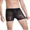 Underbyxor män glansig oljig boxare shorts transparenta trosor ultratunna elastiska mager underkläder mjuk se genom underkläder