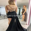 One Shoulder Black Prom Dress Bodice Mini Short Cocktail Party Dress 2024 Sexig Dinner aftonklänning med bifogat tåg Elegant rygglösa Vestios de Fiesta Party -klänning