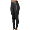 Calças femininas Mulheres calças apertadas leggings de cor sólida bodycon exótico com zíper de virilha aberta para festa sexy de couro falso