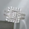 2024 Top Sell Wedding Rings Luxury Jewelry 925 Sterling Silver Princess Cut White 5A Cubic Zircon Cz Diamond Gemstones Party Women Bridal Ring Gift
