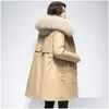 Womens Trench Coats Puffer Jaqueta Mulheres Roupas Quentes Down Feminino 2024 Forro de Pele de Inverno Com Capuz Parkas Grosso Desgaste de Neve Gota Entrega Ap Dhkci