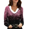 Camicette da donna Moda casual Cravatta a V Paillettes Glitter Gilet lungo sotto le camicie Pizzo per donna 3x