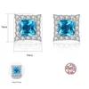 Retro Sapphire Stud örhängen europeiska amerikanska modekvinnor S925 Silver Micro Set Zircon Square örhängen Bröllopsfest örhängen smycken Valentins dag present SPC