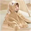 Jassen Kinder Cute Cartoon Capuchon Strandbadhanddoek Zacht Koraal Veet Fleece Deken Animal Born Badjas Quilt Washandje Drop Delive Dhcqn