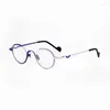 Güneş Gözlüğü Çerçeveleri 3/4 Yuvarlak Gözlük Erkek ve Kadın Retro Küçük Çerçeve Myopi için reçete yapmak için saf titanyum optik