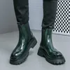 Elastyczne opaski Chelsea buty mężczyźni grube podeszte stóp do czopek biznesowych skórzane buty retro British High Top Men Boots