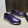 Luxury fashion designer men's business leather shoes handcrafted with leather lace up, low cut 5-10 size green purple brown wedding shoes, spring and summer styles