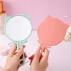 2PCS Mirrors Cute Cat w kształcie ręcznego kota lustro makijażowe przenośne obręczne kosmetyczne małe lustro uchwyt makijażu makijażu narzędzia do makijażu dla kobiet prezent