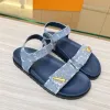 Designer Sunset Comfort Platte Sandaal Zomermode Ivoor Wit Zwart Lichtblauw Generfd Dames Gebreid Leer Platte Comfort Sandaal Comfort Schoenen Meerdere Maten