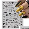 Stickers Decals 1Pcs 3D Laser Heart Letter Nail Sticker Art Decoration Flower Star Accessories Decal Supplies Parts Drop Delivery Dh42O