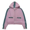 Kvinnors tröjor Designer Brand Wind Round Neck Hooded Dragkedja Stick Cardigan Pink Girl Style Sweet Little Jacket 2023 Ny produkt 5xpt