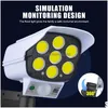 Sensor de casa inteligente Odes Mti-Angle Iluminação Controle Remoto Solar Powered Simation Monitoramento Lâmpada de parede de indução com luz vermelha Warnin Dh8Fv