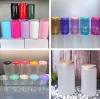 16oz sublimation glass tumbler clear frosted with colorful lids bamboo lids maosn jar glasses reusable straw beer Can Soda Can Cup drinking cups