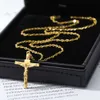 Collier pendentif populaire en or 18 carats avec croix de jésus, bijoux chrétiens à la mode pour hommes