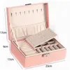 Förvaringslådor Portabla smycken Box Organiser Display Travel Case Watertof Leather Zipper Jewelers Joyero