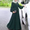 Abbigliamento etnico Ramadan Caftano Turchia Hijab Donna Solido manica lunga Kebaya Abito lungo con volant Abiti da sera islamici