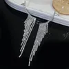 Dangle Oorbellen Freetry Luxe Vol Strass Lange Kwastje Voor Vrouwen Prachtige Onregelmatige Kristallen Ketting Oor Manchet Bruiloft Sieraden