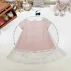 New girl dress Embroidered logo child skirt Size 90-160 designer baby dresses white spots lapel kids frock Jan20