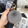 Keychains Fur Ball Pendant Bag Accessories Car Key Ring Luggage Leather Hanger 9cm Chains For Women